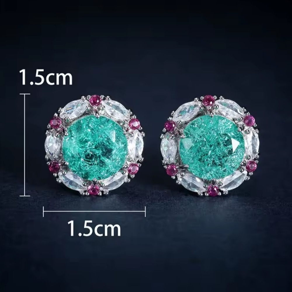 White Rhodium Paraiba Ruby Earrings - Picture 2 of 4